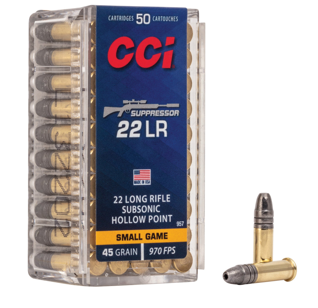 Suppressor, 22LR, 45 Grain, Hollow Point, 50 Round Box