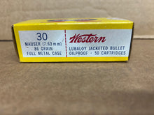 Load image into Gallery viewer, Western X 30 Mauser (7.63mm 86grain) full metal case 50rd.
